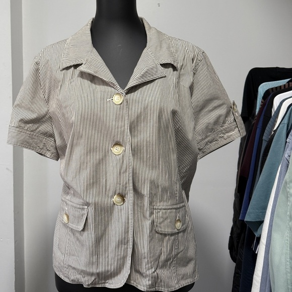 Christopher & Banks Jackets & Blazers - Christopher & Banks Black and White Striped blazer Jacket